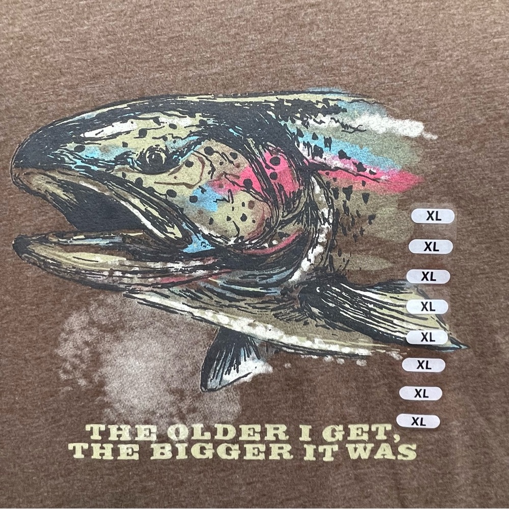 Men's Graphic Fishing Shirt "The Older I Get the Bigger it Was" XL